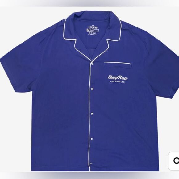 NWT Raw Gear Plus Size Navy Blue Button Down Short Sleeve Pajama Top - Size 2XL - Picture 1 of 3